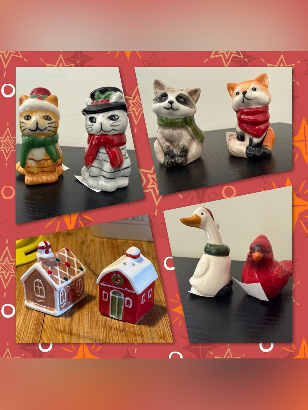 Winter Holiday Set Cracker Barrel Collectible Mini Salt Pepper Shakers 8